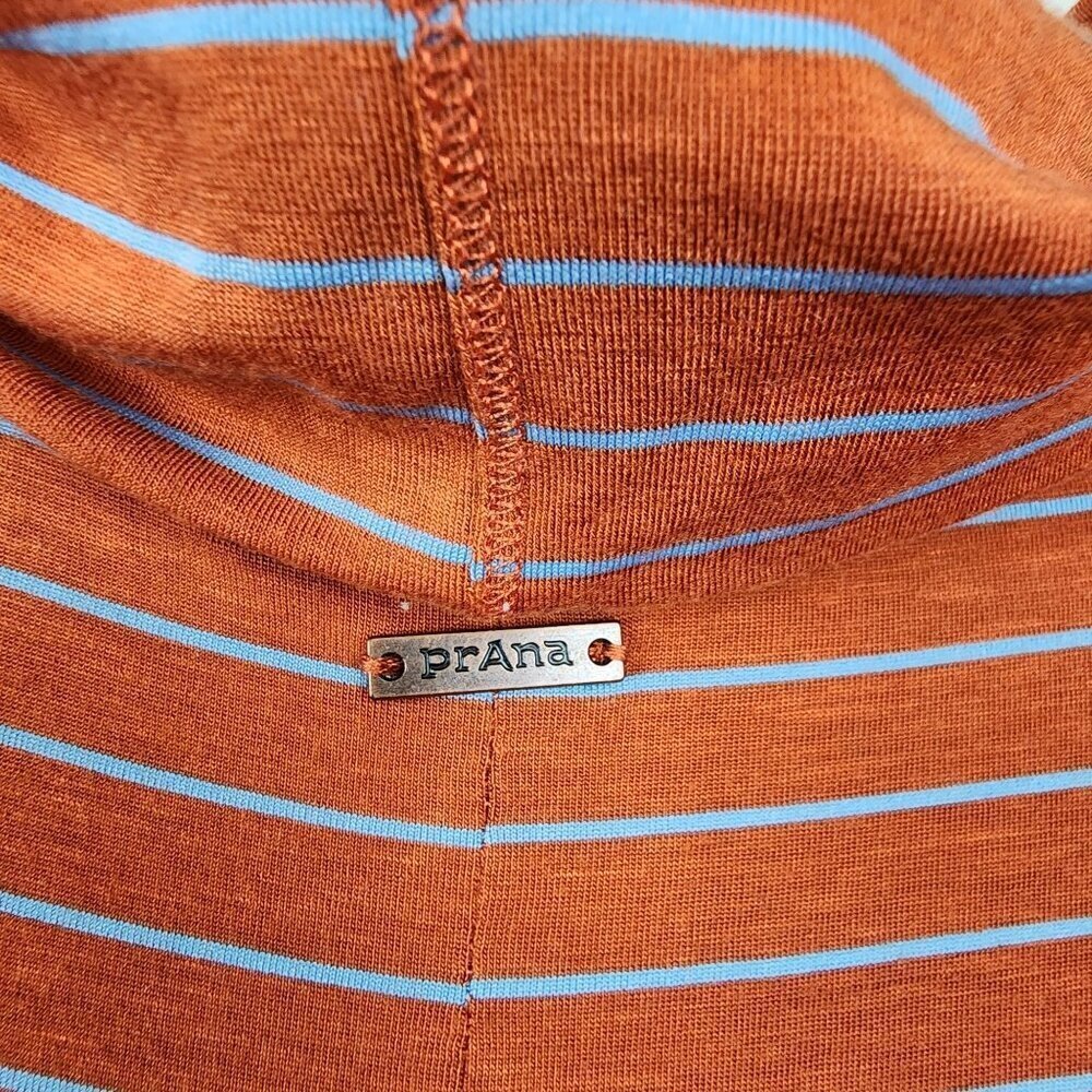 PrAna Sol Protect Turtleneck sz XL women relaxed fit pockets gingerbread stripes - Picture 7 of 12